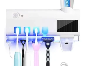 Dispenser Automático Pasta Dental + Porta Cepillos Luz Uv Blanco